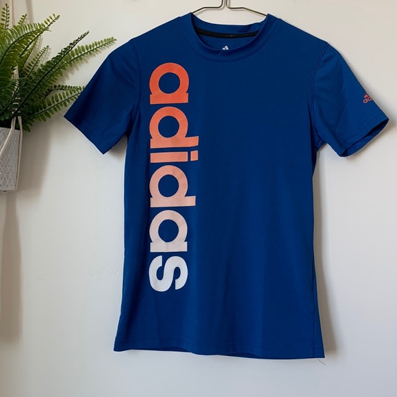 Adidas Boy’s Climalite Horizontal Logo Tee - Picture 1 of 6